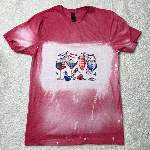 Americana Red Bleached Wine Tee Small - Picture 2 of 7